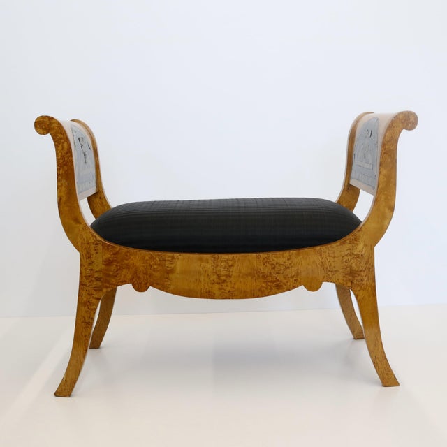 Wood 19th Century Karelian Birchwood Bench Boulle Mounts For Sale - Image 7 of 7