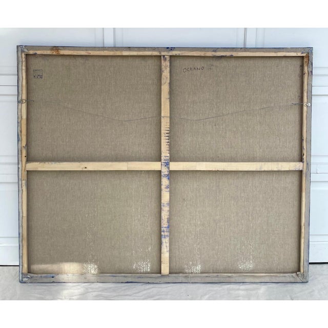 Late 20th C. Original Signed Argentine Figurative Mixed Media Painting "Oceano" – Francisca Valenzuela For Sale - Image 11 of 12