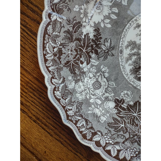 Large Antique 1820's Dark Brown Transferware Platter For Sale - Image 4 of 10