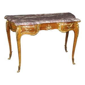 Rare Joseph Emmanuel Zwiener Marble Top Dore' Bronze Mounted Louis XV Desk