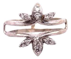 14 Karat White Gold Interlocking Engagement Ring Guard