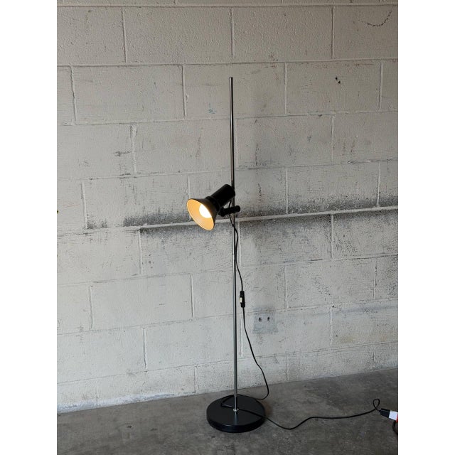 Black 1960s Mid-Century Modern Black Metal Floor Lamp With Adjustable Spotlight For Sale - Image 8 of 11