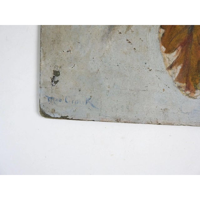 English Antique Oak Leaves Painting For Sale - Image 3 of 4