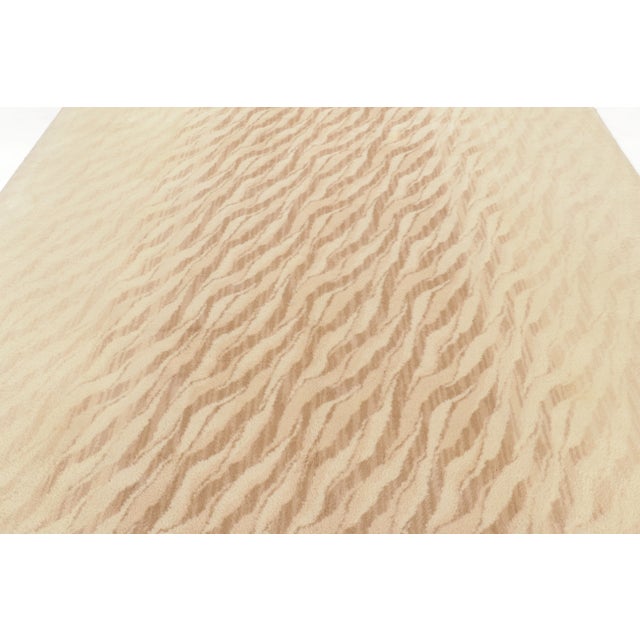 1920s Antique 20th Century Savonnerie Rug With Diagonal Stripes in Beige & Brown - Rug & Kilim For Sale - Image 5 of 9