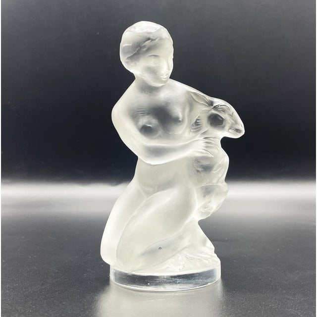 Lady with a Fawn Figurine in Crystal, 1980s For Sale - Image 11 of 15