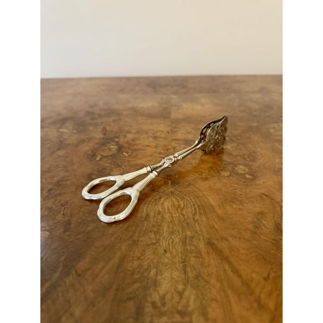 Antique Silver Serving Tongs, 1900 For Sale - Image 4 of 6