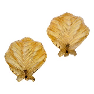 Murano Glass Shell-Shaped Dew Glass Wall Lamps from Manifattura Di Murano, 1960s, Set of 2 For Sale