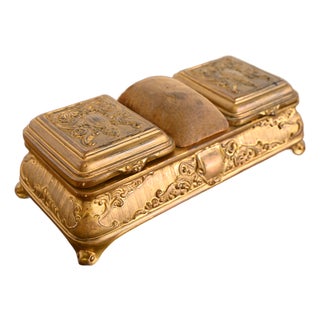 Tiffany & Co. Style Antique French Repousse Bronze Doré Jewelry Box For Sale