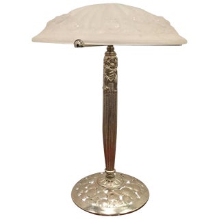 French Art Deco Table Lamp Signed by Degue For Sale