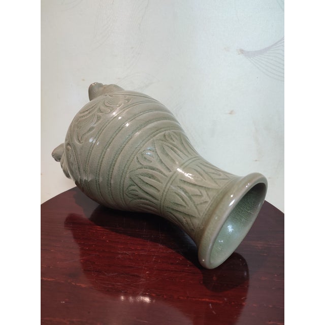 Chinese Ceramic Censer Hand Carved Yaozhou Ware Celadon Three Legs Censer For Sale - Image 9 of 12