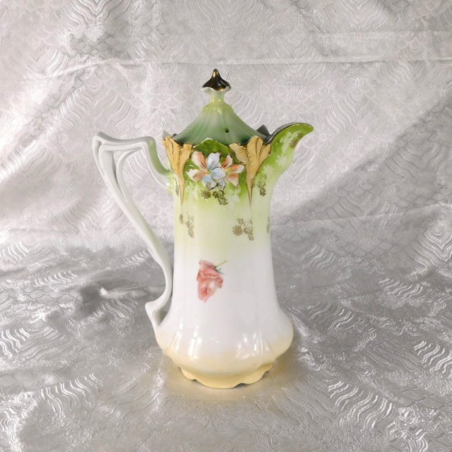 Contemporary Late 18th Century Unmarked Floral Chocolate Pot With Dimensional Flower Details For Sale - Image 3 of 13