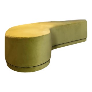 Organic Shape One-of-a-Kind Sculptural Italian Velvet Ottoman With Nailhead Detail For Sale