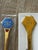 1970s 976 A. Michelsen Gilt Sterling Silver and Guilloché Enamel Christmas Spoon & Fork by Gudmund Olsen - Set of 2 For Sale In Dallas - Image 6 of 9