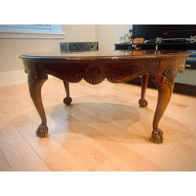 Chippendale Style Walnut Coffee Table With Ball and Claw Feet Chairish