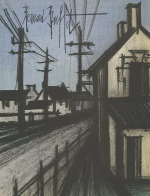 Original 1967 Lithograph "La Route Du Village" (The Village Road) by Bernard Buffet