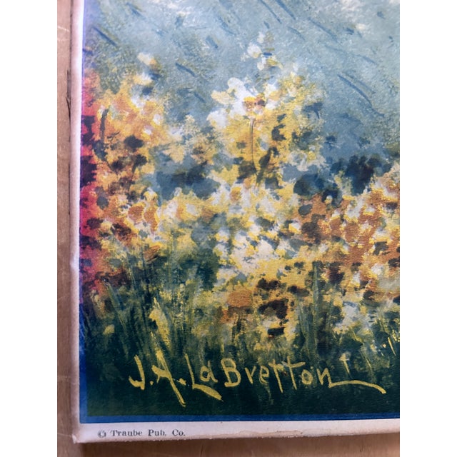 Early 1900's Framed Pair of J. A. LeBretton Color Garden Prints For Sale - Image 11 of 12