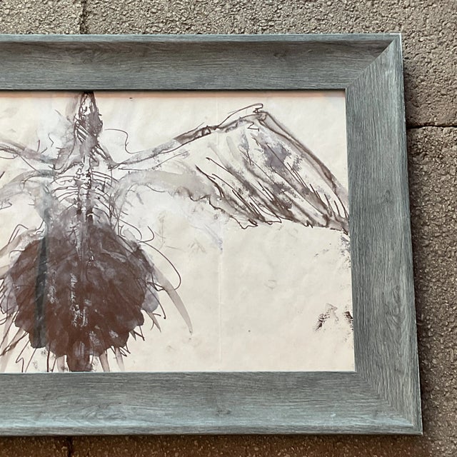 Vintage Boho Watercolor of Bird on Paper For Sale In West Palm - Image 6 of 7