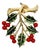 1970s Vintage Boho Chic Americana Christmas Holly Branch With Berries Brooch, Jonette Jewelry For Sale
