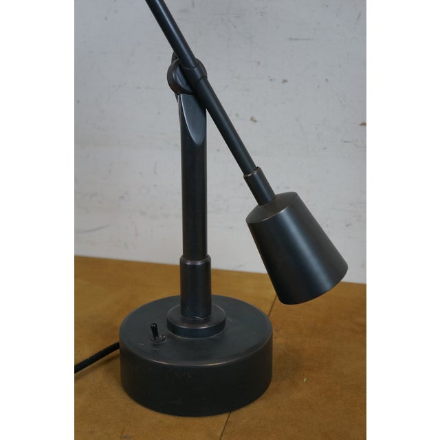 Black Articulating Metal Swing Arm Architect Pharmacy Library Reading Desk Lamp For Sale - Image 8 of 9
