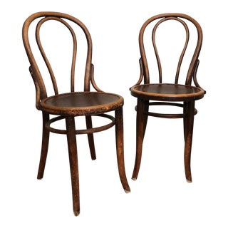 Early 20th Century Thonet Bistro Style Bentwood Chairs - Set of 2 For Sale