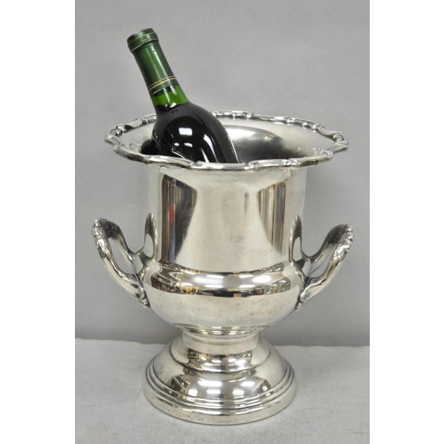 Vintage Leonard Silver Plated Trophy Cup Urn Champagne Chiller Bar Ice Bucket. Circa Mid 20th Century. Measurements: 10" H...