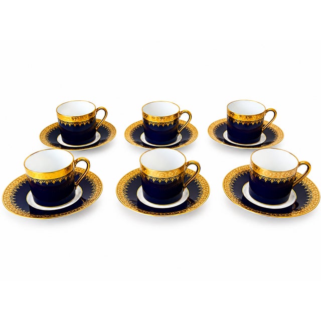 Blue Limoges Porcelain Tea and Coffee Service, 1980s, Set of 22 For Sale - Image 8 of 13