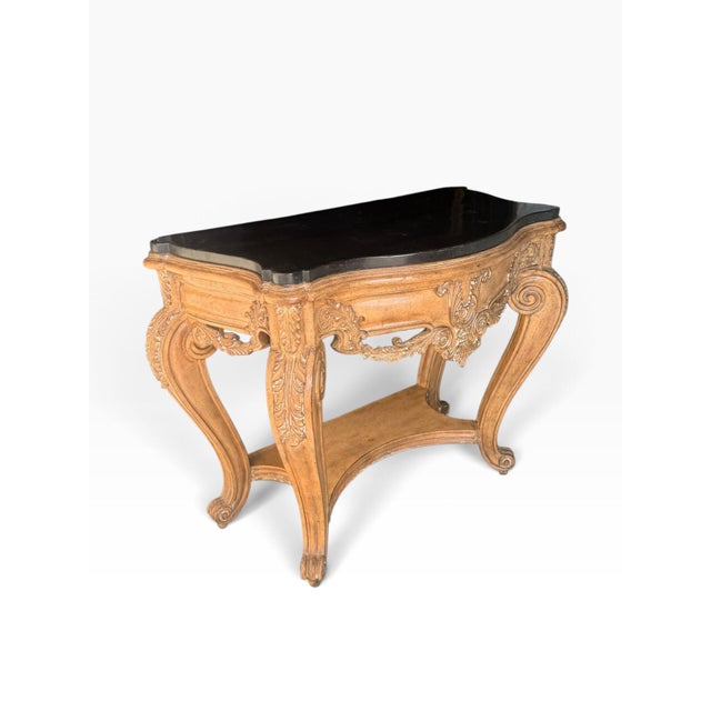 Wood Vintage French Provincial Rococo Style Console Table With Tessellated Stone Top For Sale - Image 7 of 13