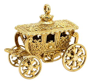 Mid 20th Century 14k Yellow Gold Carriage Charm 9.48g Intricate Design