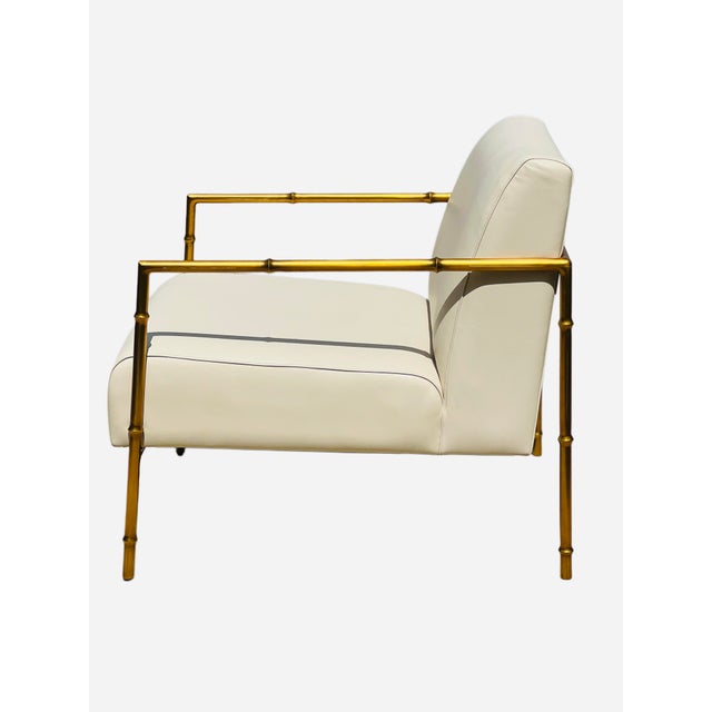 Tan Mid Century Styled Leather Accent Chair For Sale - Image 8 of 15