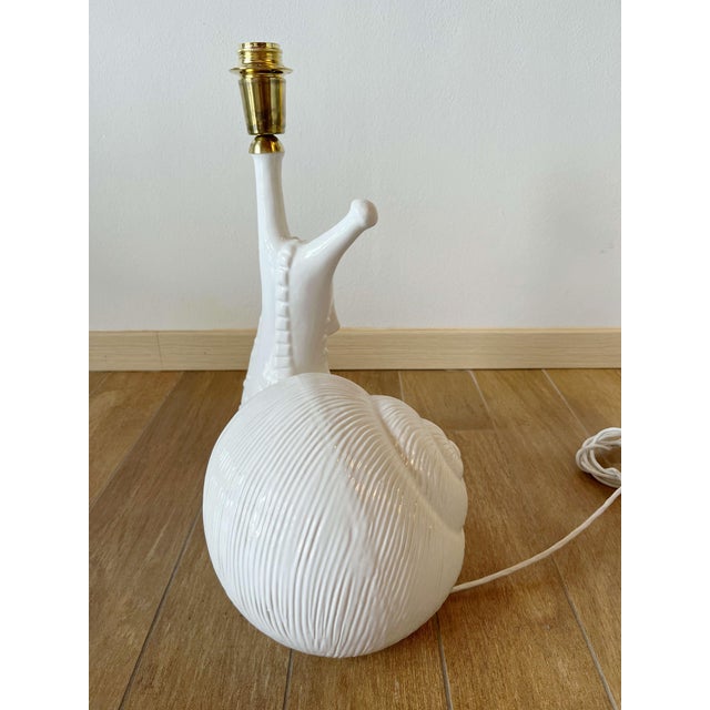 Fornasetti Rare Ceramic Snail Table Lamp For Sale - Image 6 of 14