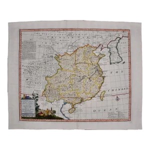China: An Original 18th Century Hand-Colored Map by Emanuel Bowen , 1744