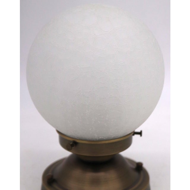 Traditional Late 20th Century Reclaimed Crackle Glass Globe Flush Mount Ceiling Light For Sale - Image 3 of 5