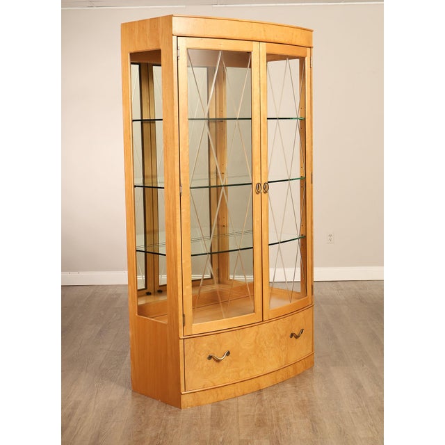 High Quality American Made Bow Front Curio Display Cabinet From The Thomasville Bogart Collection Featuring Glass Panel...