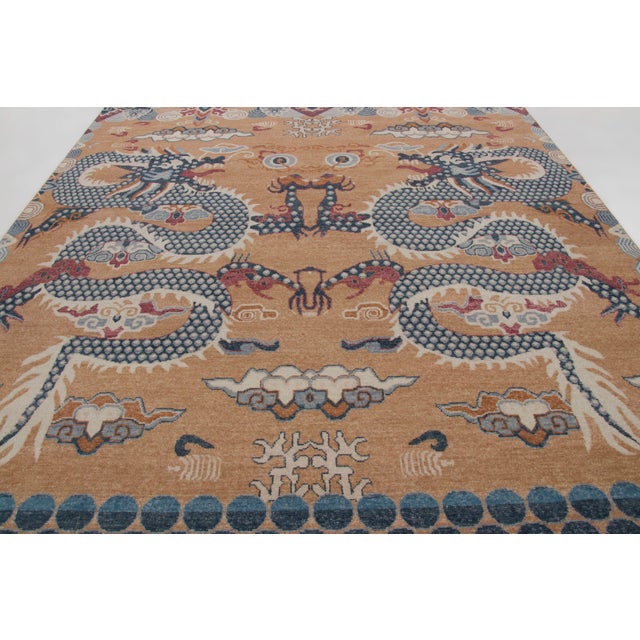 Late 20th Century Contemporary Chinese Dragon Pictorial Distressed Wool Rug by Rug & Kilim, India For Sale - Image 5 of 10