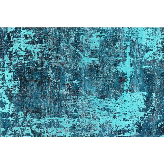 Luxurious Modern Design Vintage Rug in Shades of Blue, Turquoise, Teal and Green For Sale - Image 10 of 13