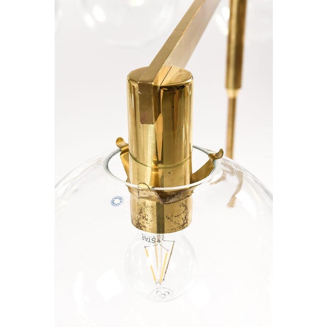 1950s Large Ceiling Lamp in Brass and Clear Glass attributed to Hans-Agne Jakobsson, 1950s For Sale - Image 5 of 14
