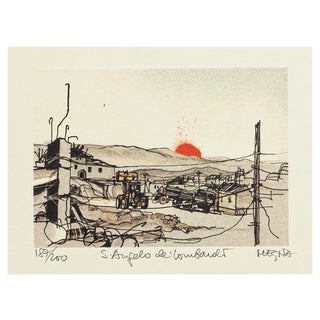 Giuseppe Megna, S. Angelo dei Lombardi, Lithograph, 1980 For Sale