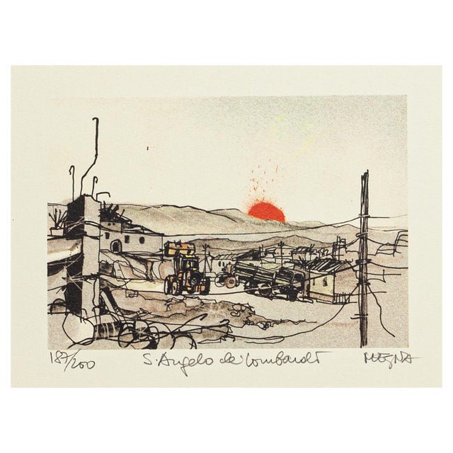 Giuseppe Megna, S. Angelo dei Lombardi, Lithograph, 1980 For Sale