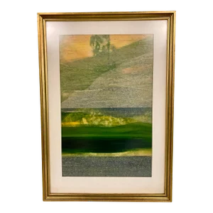 1970s Richard Russell Benda Mixed Media Landscape Painting, Framed