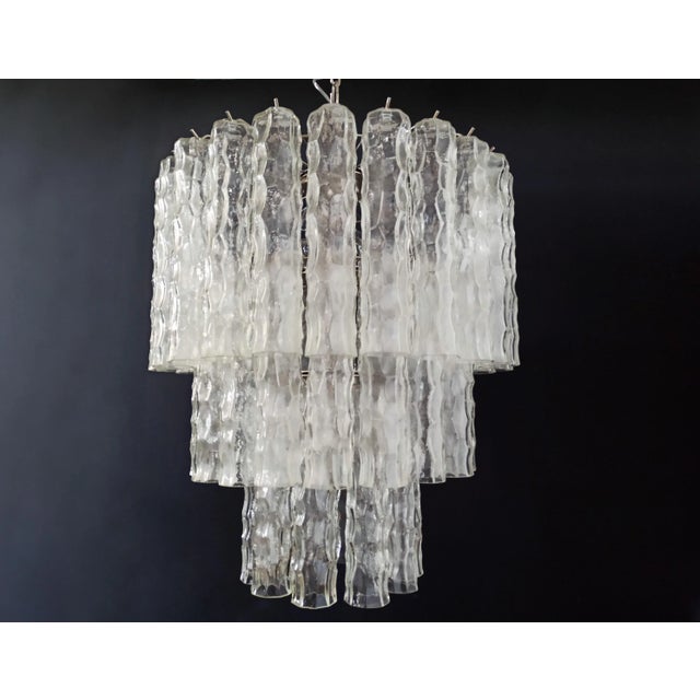 Large 3-Tier Murano Glass Tubular Chandelier, 1980s For Sale - Image 16 of 18