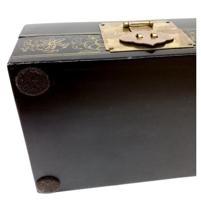 Vintage Oriental Black Lacquer & Inlaid Jewelry Box Chairish