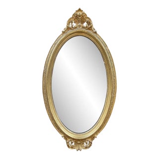 19th Century English George III Carved and Giltwood Oval Mirror For Sale