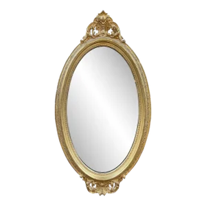 19th Century English George III Carved and Giltwood Oval Mirror