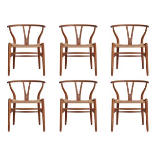 Wishbone Chairs by Hans J. Wegner for Carl Hansen & Sons, 1960s, Set of 6 For Sale