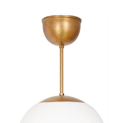 Swedish Glob Ceiling Lamp in Brass & Matte Opal Glass For Sale - Image 3 of 5