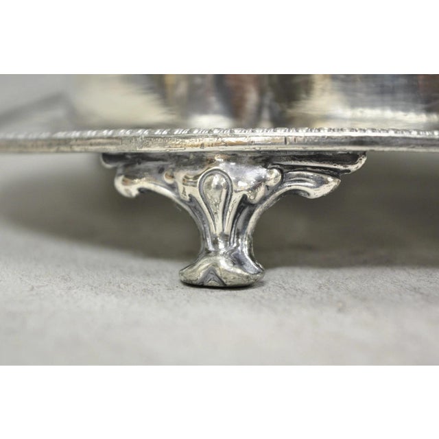 Early 20th Century Antique Victorian Silver Plated Etched Footed Hinged Biscuit Barrel Jar on Stand For Sale - Image 5 of 18