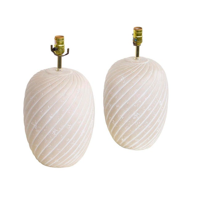 1980s 1980s Sand Swirl Ceramic Table Lamps For Sale - Image 5 of 10