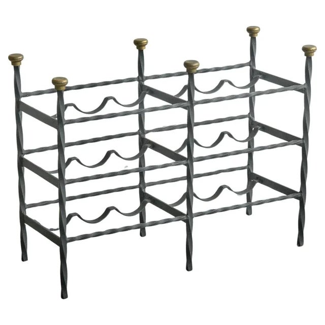 Mid-Century Modern Wine Rack in Wrought Iron Brass, 1940s For Sale - Image 9 of 9