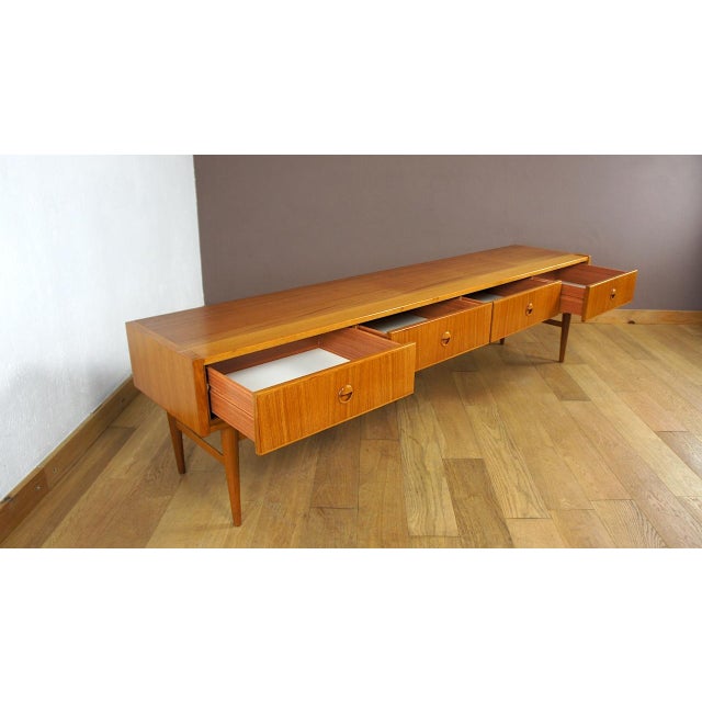 Brown Vintage Scandinavian Teak Low Sideboard, 1960s For Sale - Image 8 of 10