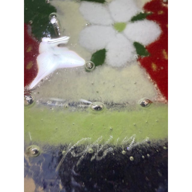 American Signed Peggy Karr Fused Glass Strawberry Motif Accent Plates - Set of 4 For Sale - Image 3 of 6